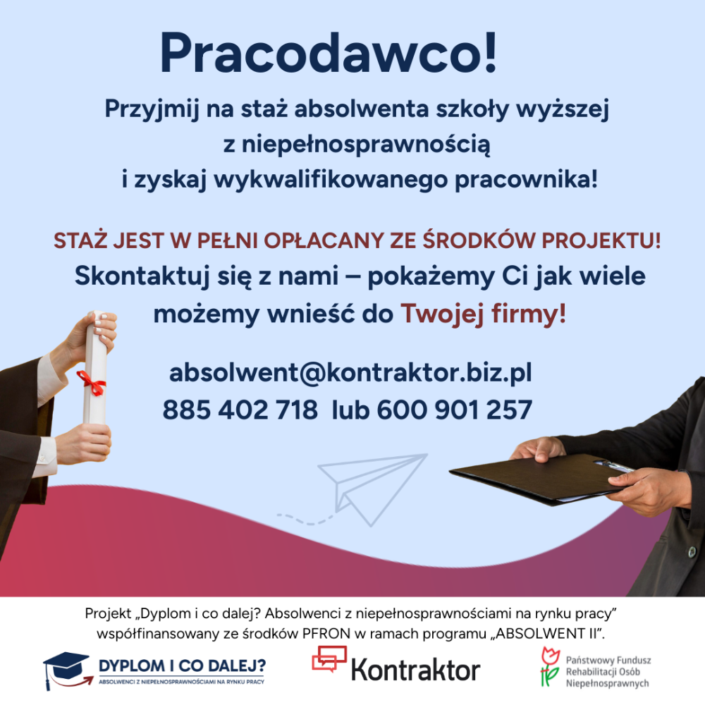 Dołącz do projektu „Dyplom i co dalej? Absolwenci z niepełnosprawnościami na rynku pracy”!